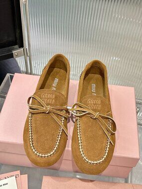 Miu Miu Suede Bow Mule Loafers